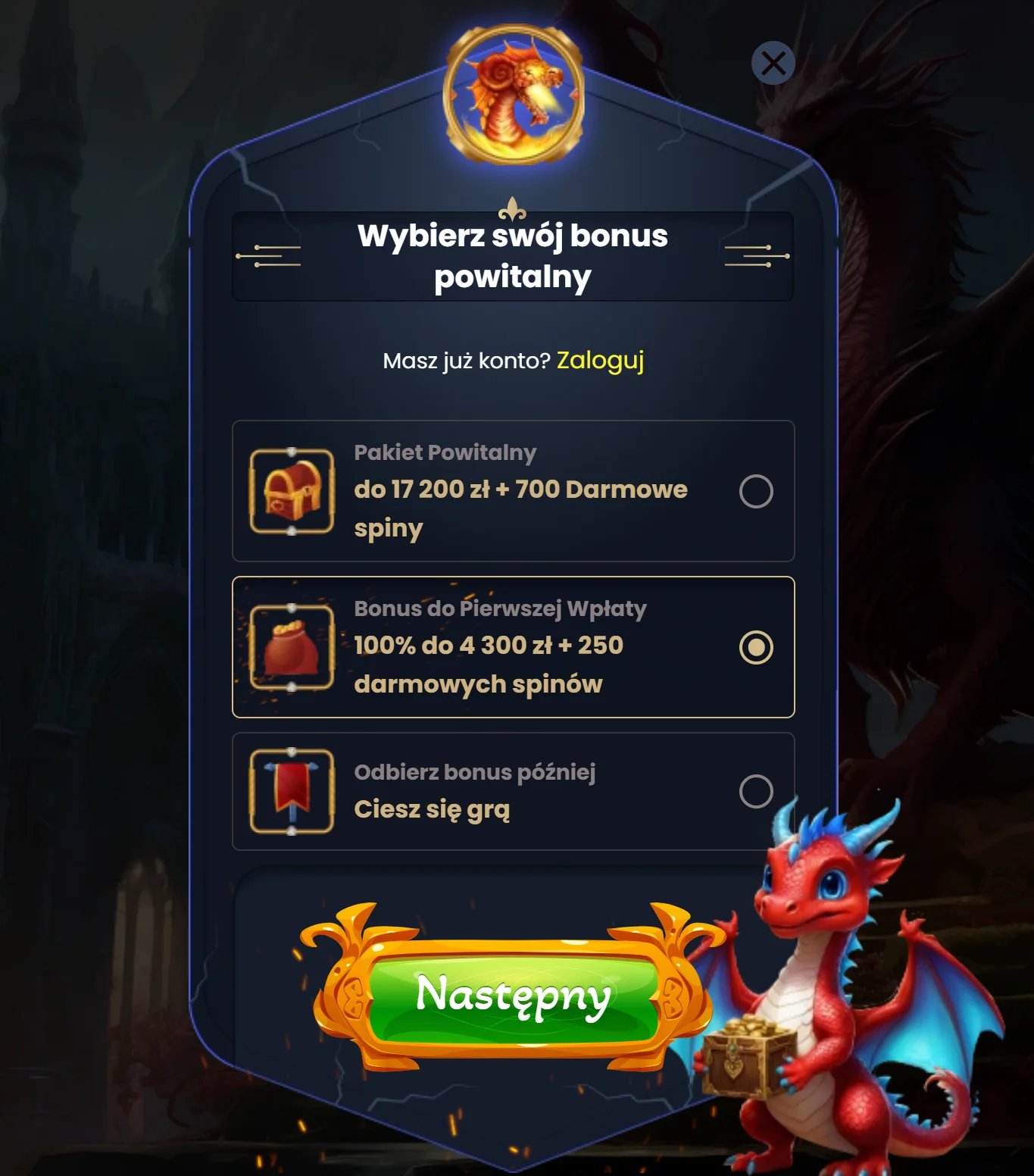 DragonSlots Casino rejestracja krok 2