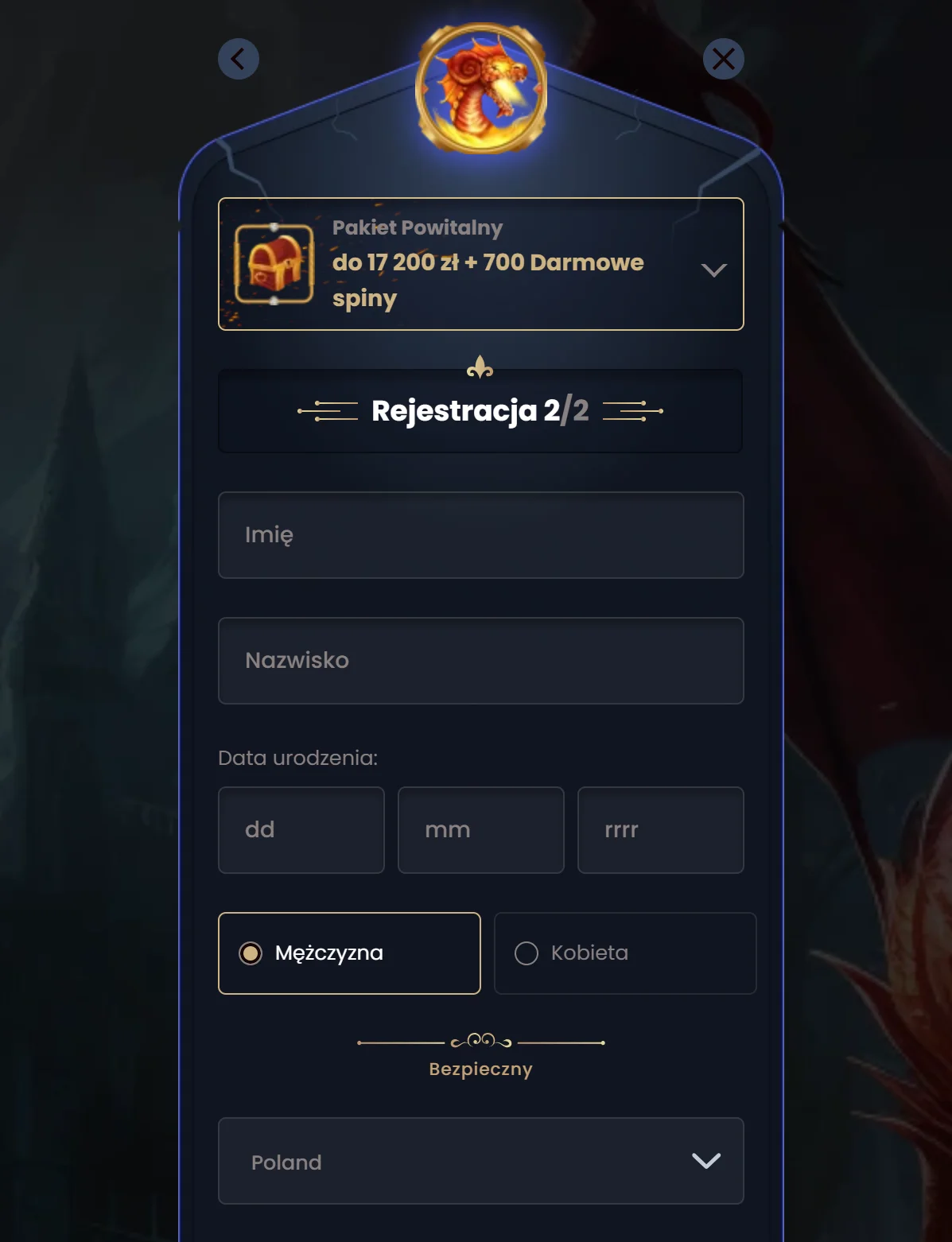 DragonSlots Casino rejestracja krok 4