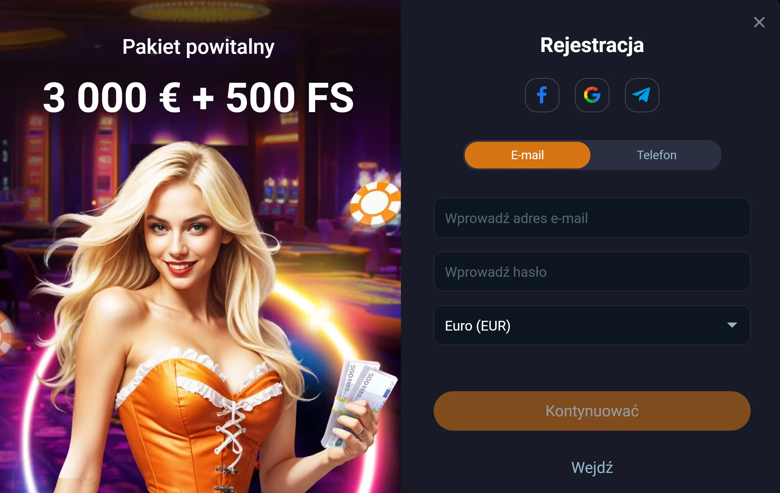 Vox Casino rejestracja krok 2