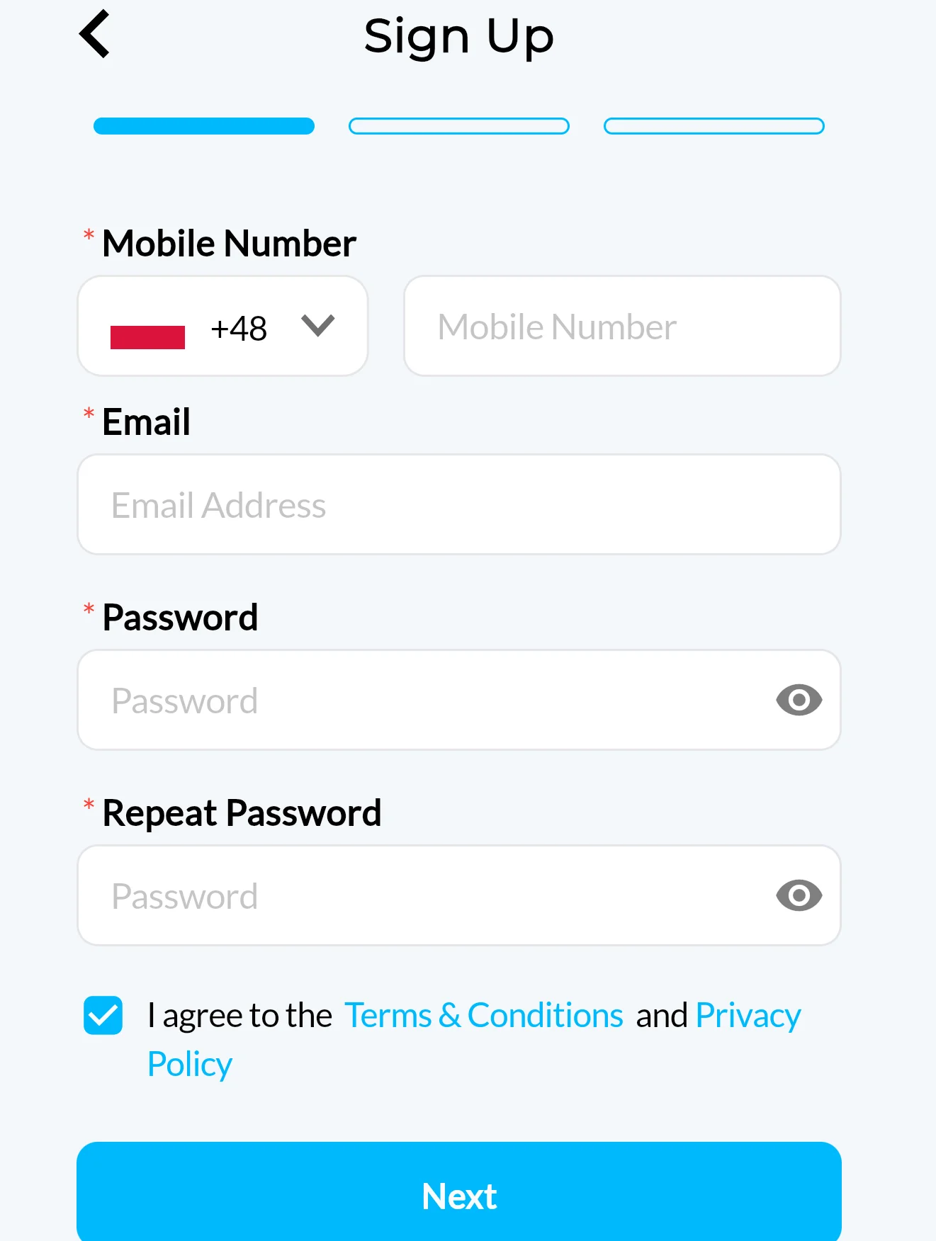 Rejestracja MiFinity krok 2