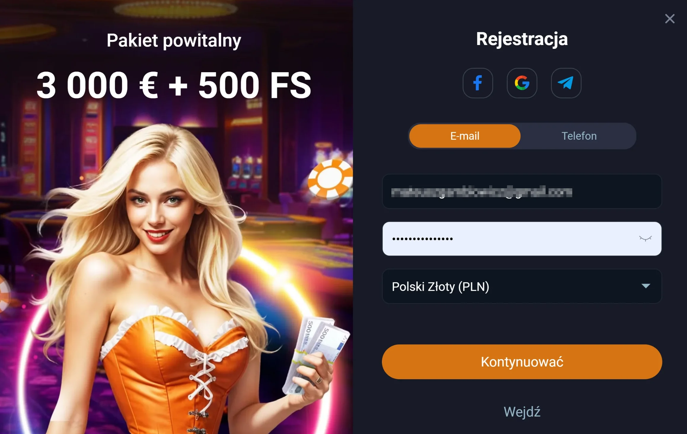 VOX Casino Rejestracja Krok 2