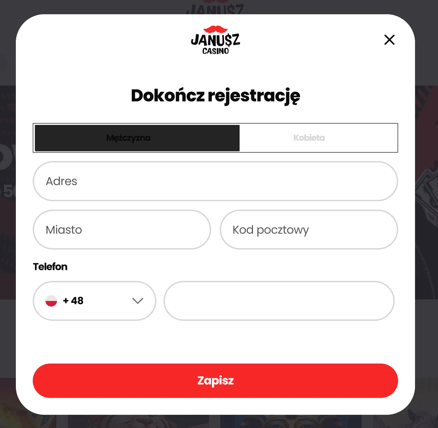 Janusz Casino Rejestracja krok 4
