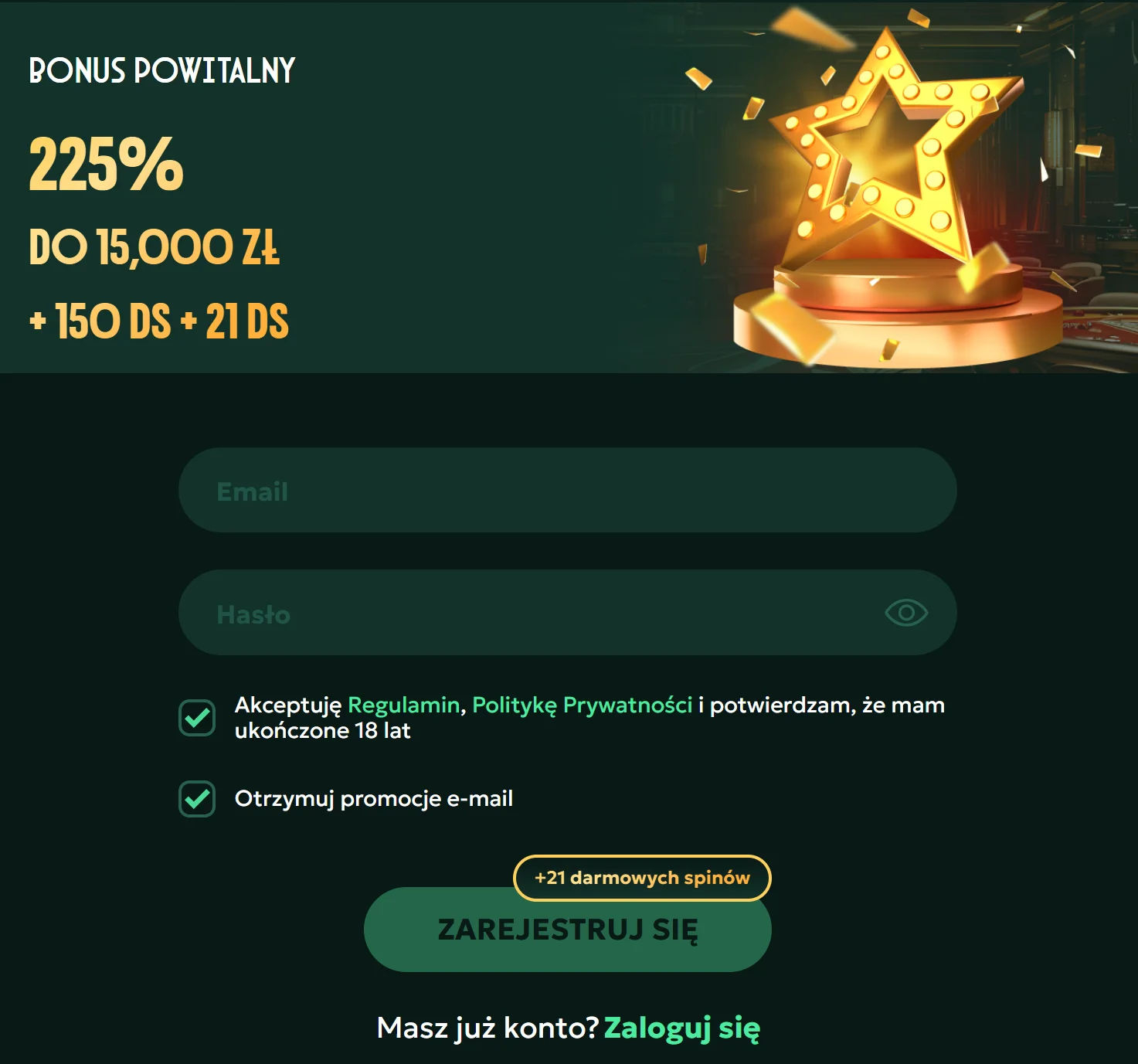 AllStar Casino Rejestracja krok 2