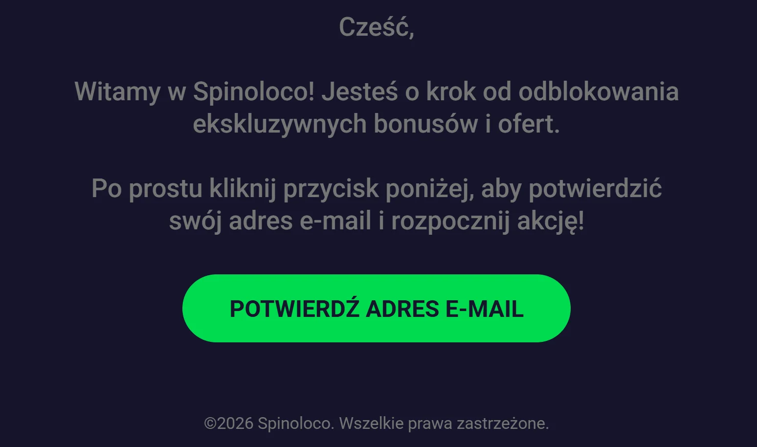 Jak odebrac bonus bez depozytu Spinoloco? Krok 4