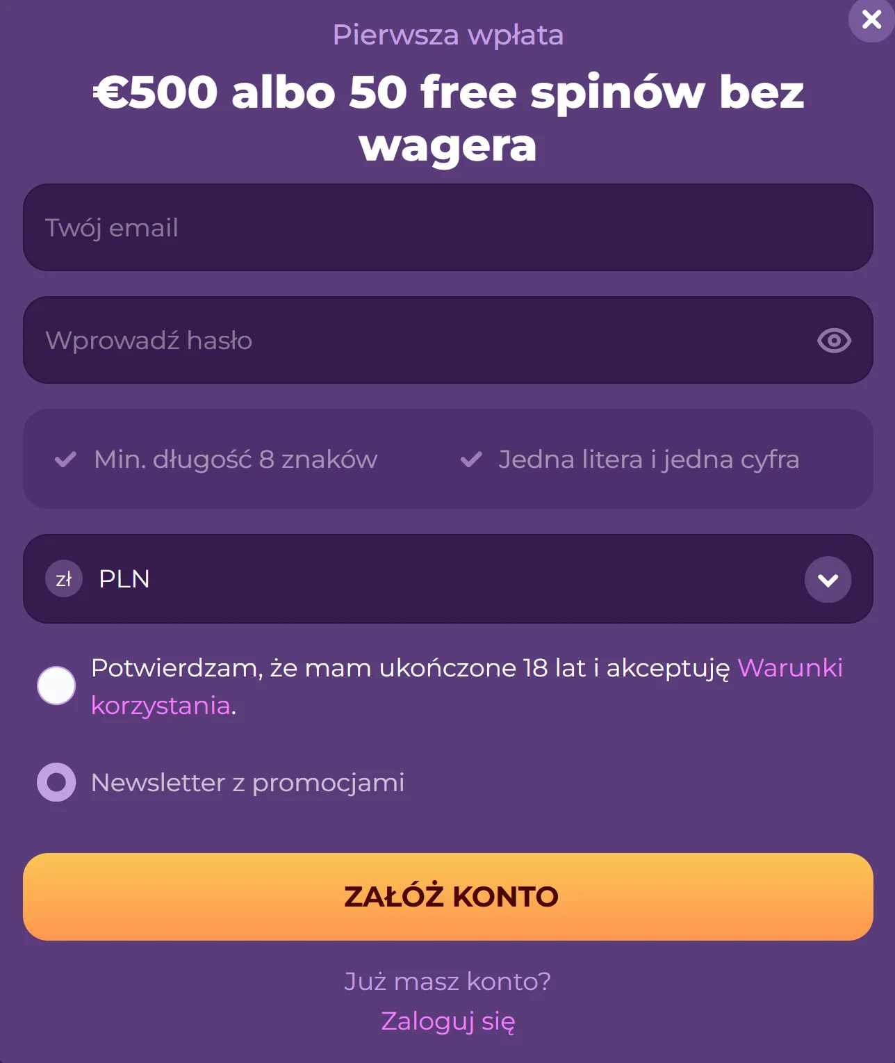 Milkyway Rejestracja Krok 2