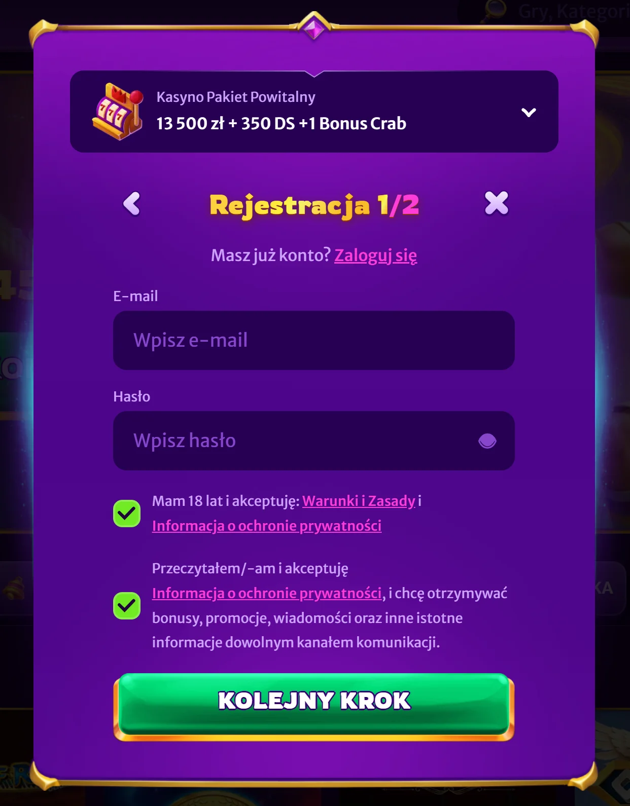 Midarion Casino Rejestracja Krok 3
