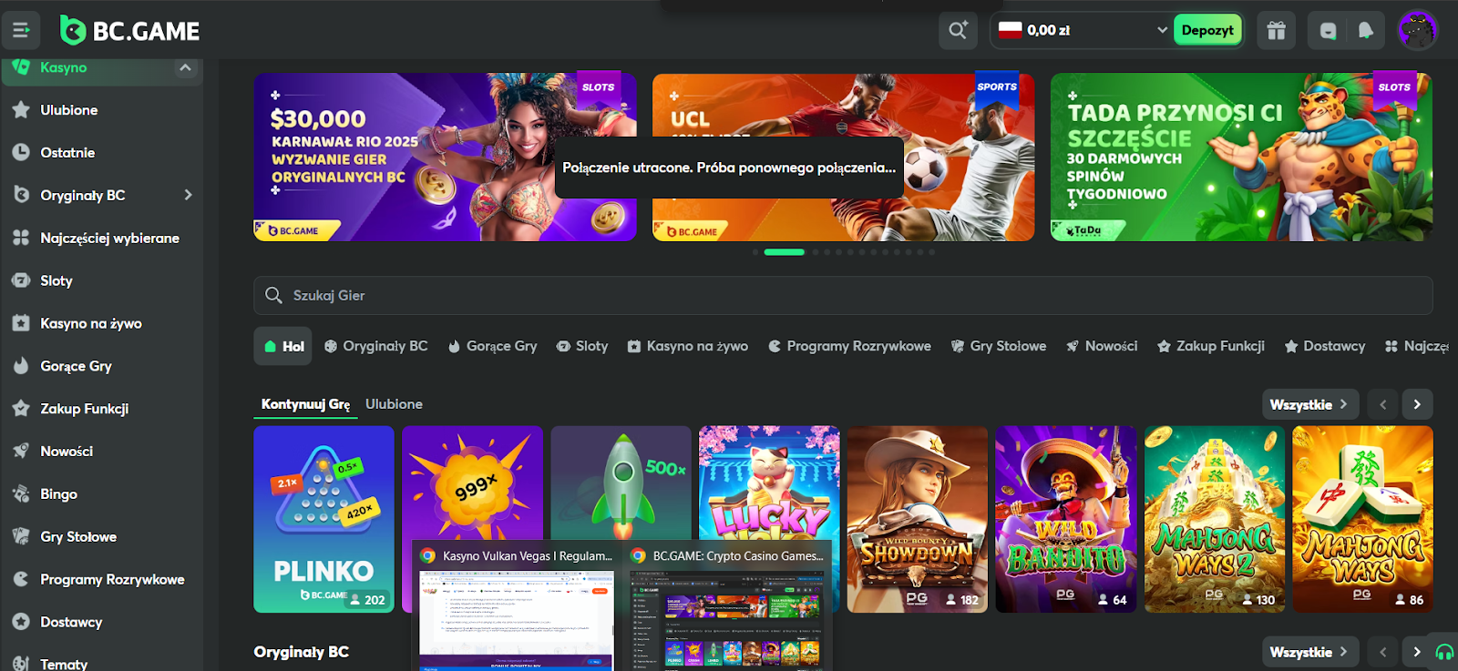 BC.Game Casino rejestracja krok 1