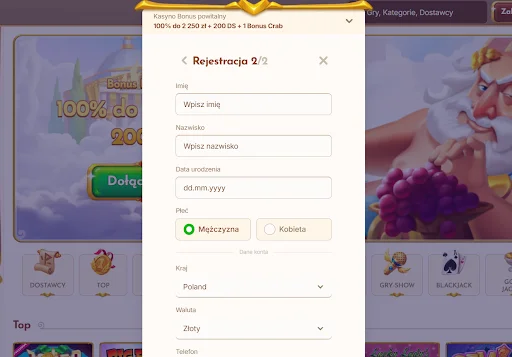 Bethall rejestracja krok 2