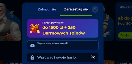 BillionareSpin rejestracja krok 1