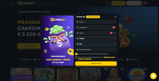 Casabet Kasyno rejestracja krok 1