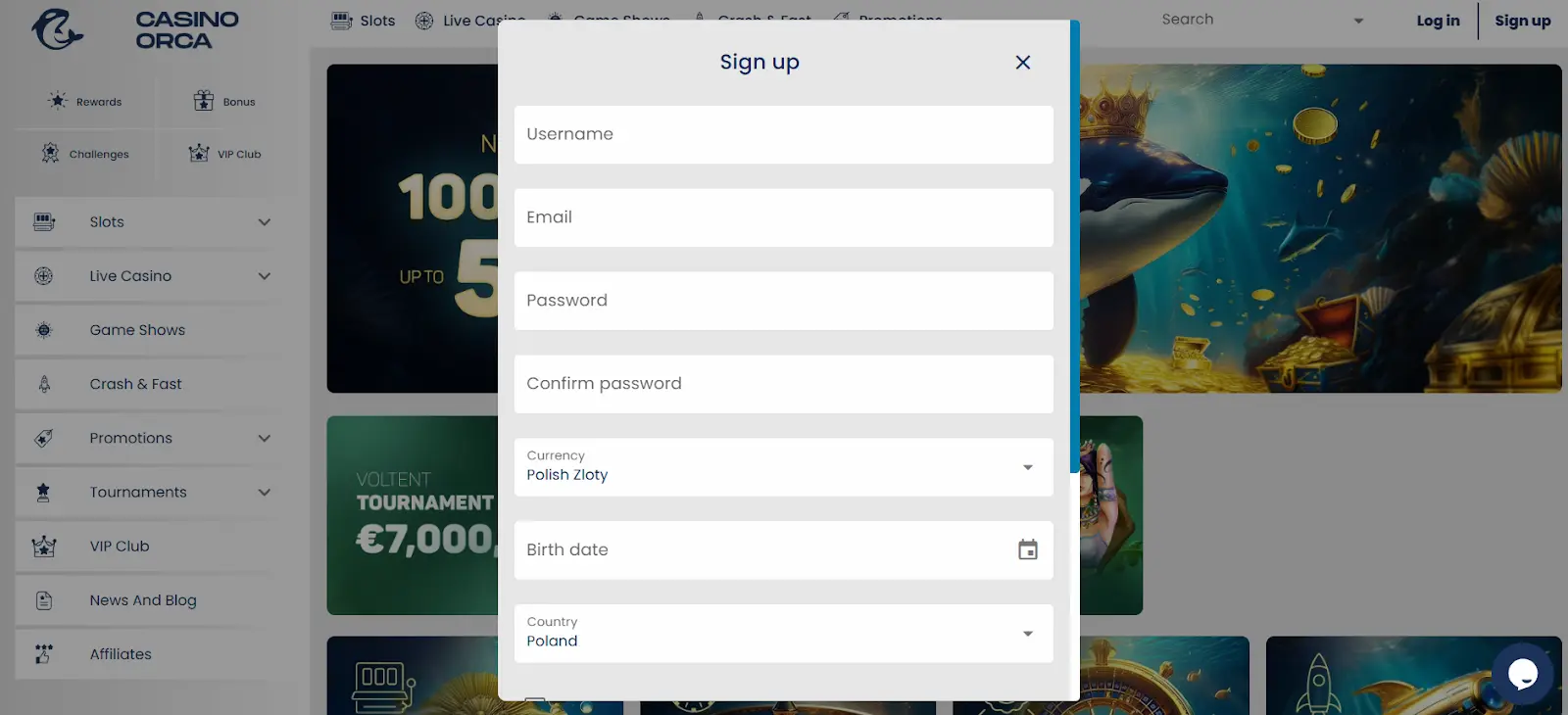 Casino Orca rejestracja