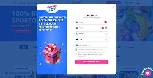 CasinoJoy rejestracja krok 1