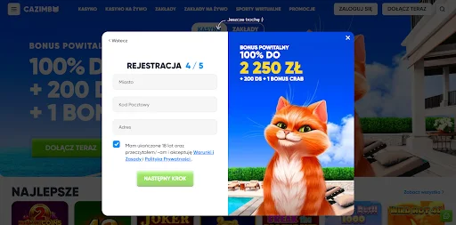 Cazimbo rejestracja krok 4