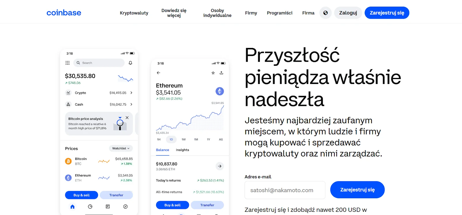 Coinbase rejestracja krok 1