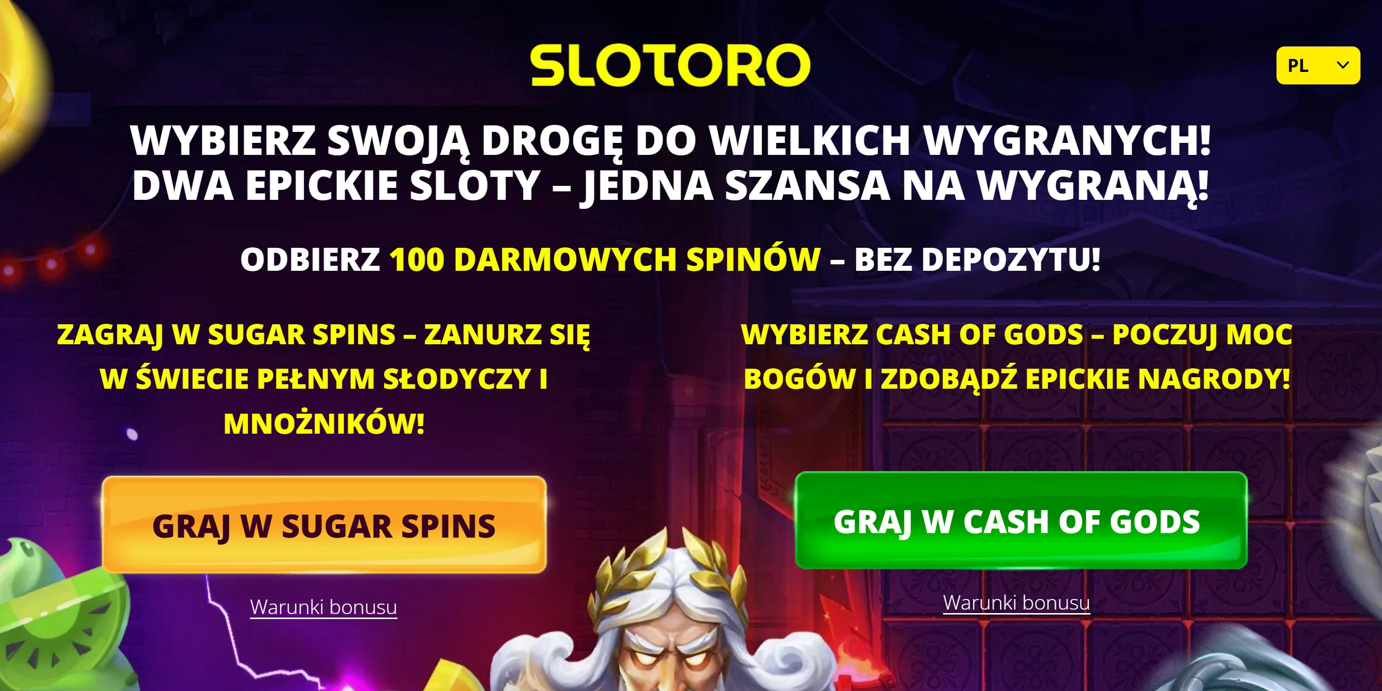 Slotoro 100 darmowych spinów