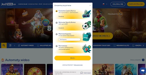 Dolfwin rejestracja krok 1