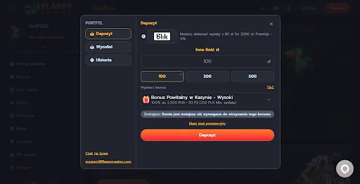 Flappy Casino bonus z kodem krok 3