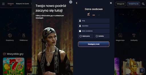 GreatSpin Kasyno rejestracja krok 2