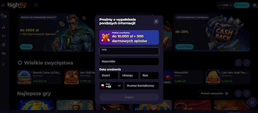 HighFlyBet Kod Promocyjny krok 3