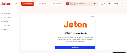 Jeton rejestracja krok 3