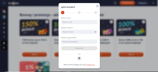 Mr.bet rejestracja krok 1