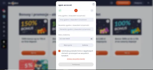 Mr.bet rejestracja krok 2