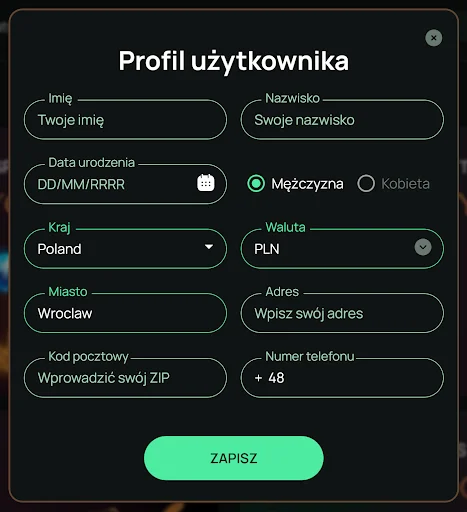 Ritzo rejestracja krok 2