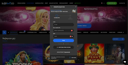 Slotimo Casino rejestracja krok 2