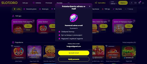 Slotoro Kod Promocyjny krok 3