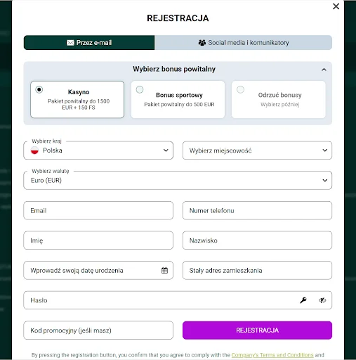 SpinBetter rejestracja krok 2