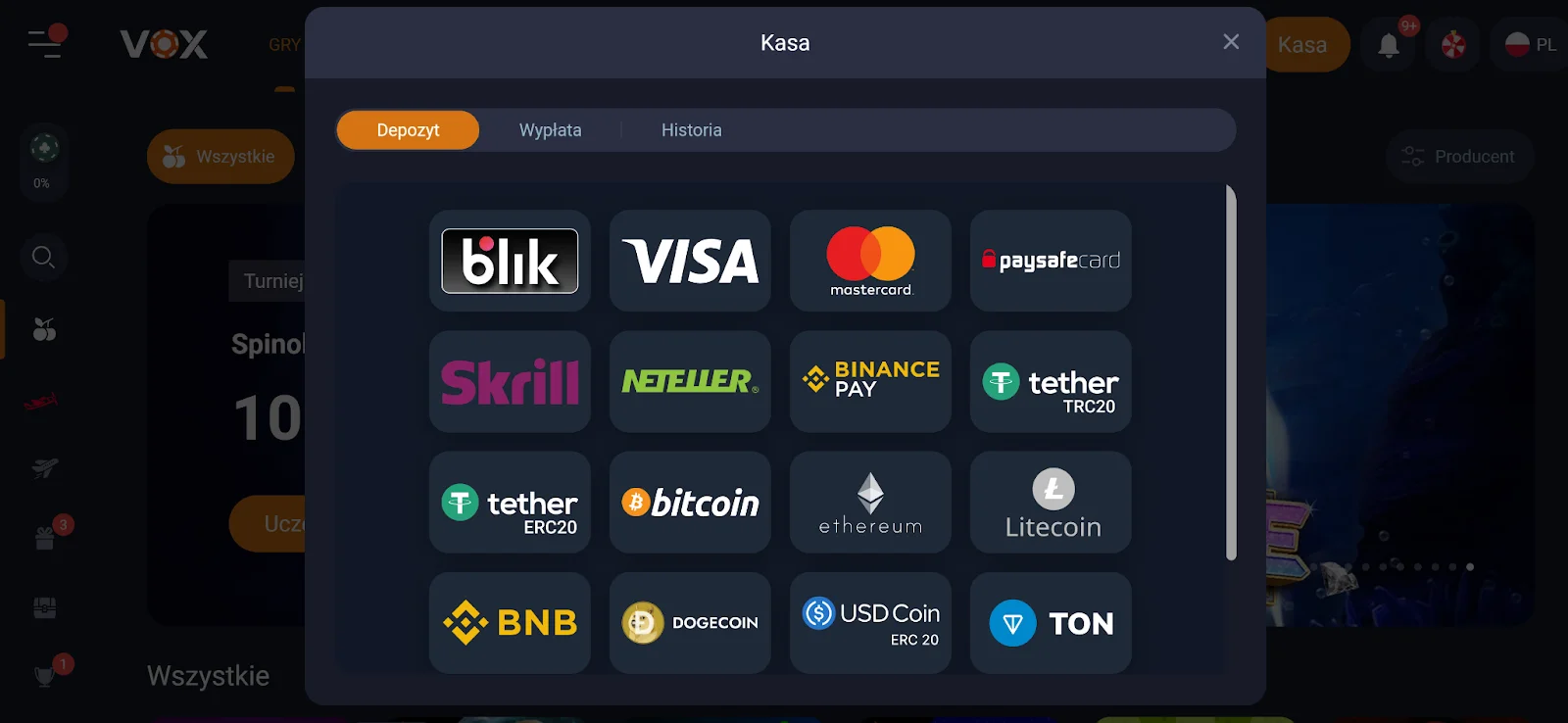 VOX casino rejestracja krok 2