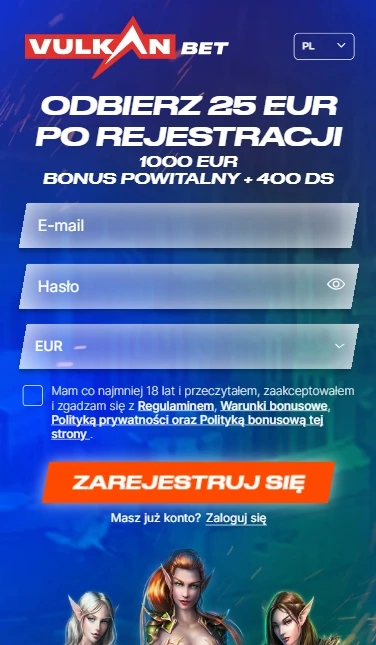 Vulkan Bet bonus bez depozytu na 100 zł