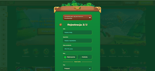 greenluck casino rejestracja krok 4