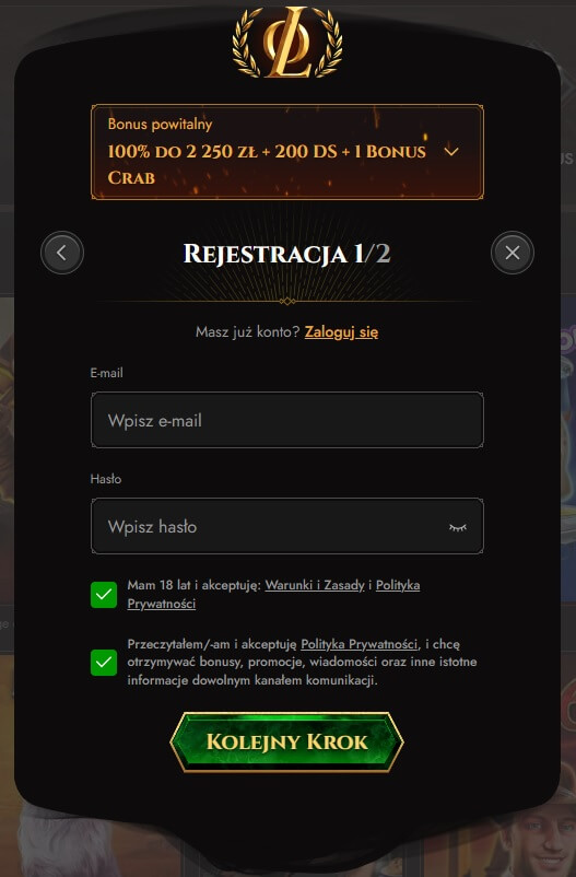 W jaki sposób zarejestrować się w Legiano Kasyno?