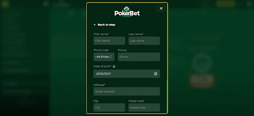 pokerbet rejestracja krok 2