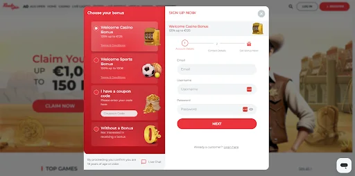 realspin kasyno rejestracja krok 1