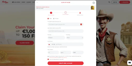 realspin kasyno rejestracja krok 2