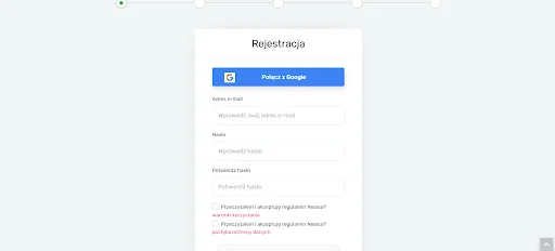 rejestracja w neosurf krok 2