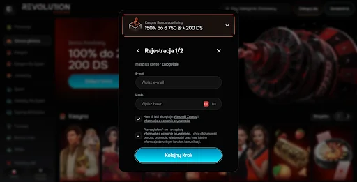 revolution casino rejestracja krok 2