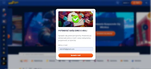 spin city rejestracja krok 2