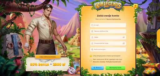 winlegends casino rejestracja krok 1